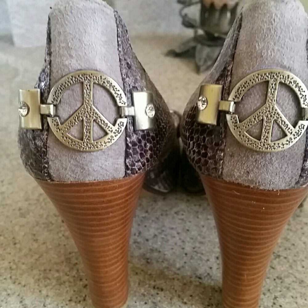 💎💎💎NAUGHTY MONKEY Faux Snakeskin Peep Heels Sz. 91/2 - Picture 5 of 10
